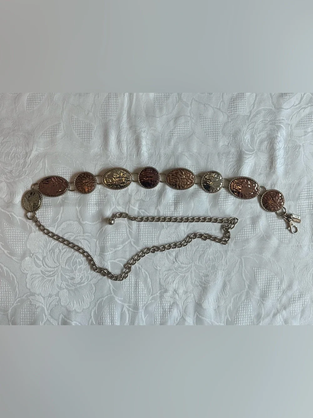 Chico’s Boho Concho Mixed-Metal Chunky Chain Belt Copper Gold Tone Metals